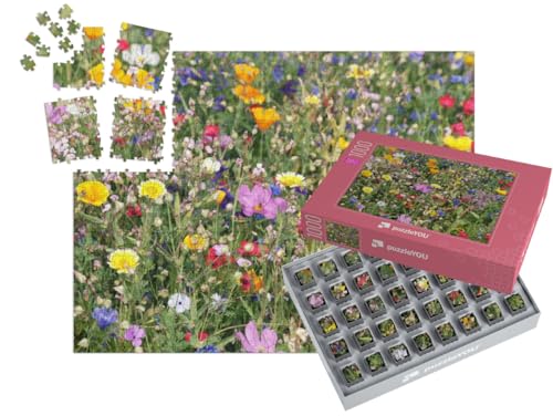 puzzleYOU: SMART Sorted® | Puzzle 1000 Teile leicht gemacht „Schöne Bunte Wiese mit Wildblumen“ – aus der Puzzle-Kollektion Blumenwiesen, Blumen & Pflanzen von puzzleYOU