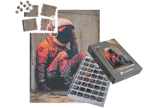 puzzleYOU: SMART Sorted® | Puzzle 1000 Teile leicht gemacht „Streetart Astronaut“ – aus der Puzzle-Kollektion Kunst & Fantasy von puzzleYOU