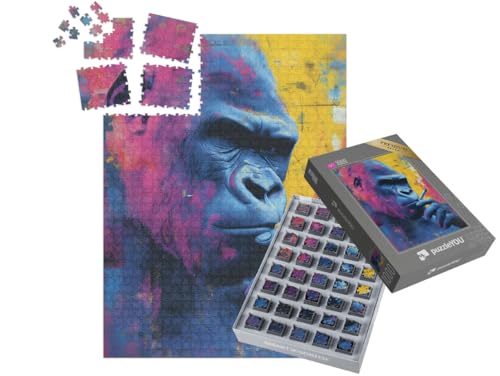 puzzleYOU: SMART Sorted® | Puzzle 1000 Teile leicht gemacht „Streetart Gorilla mit Zigarette“ – aus der Puzzle-Kollektion Kunst & Fantasy von puzzleYOU