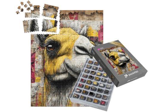 puzzleYOU: SMART Sorted® | Puzzle 1000 Teile leicht gemacht „Streetart Kamel“ – aus der Puzzle-Kollektion Kunst & Fantasy von puzzleYOU