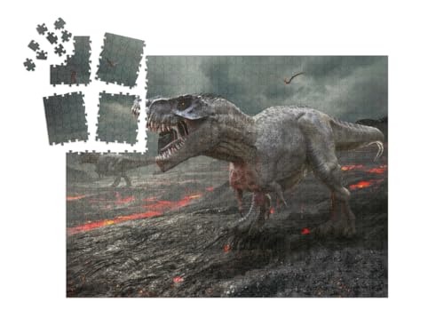 puzzleYOU: SMART Sorted® | Puzzle 1000 Teile leicht gemacht „T-Rex Dinosaurier 3D Illustration“ von puzzleYOU