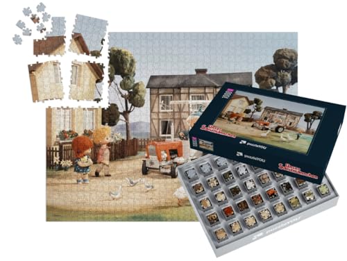 puzzleYOU: SMART Sorted® | Puzzle 1000 Teile leicht gemacht „Unser Sandmännchen: Auf dem Bauernhof, 1983“ von puzzleYOU