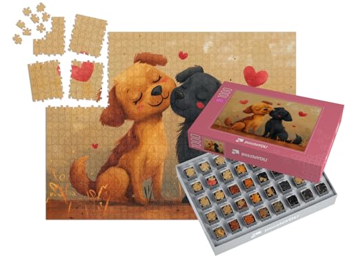 puzzleYOU: SMART Sorted® | Puzzle 1000 Teile leicht gemacht „Valentinstag auf Vier Pfoten“ von puzzleYOU