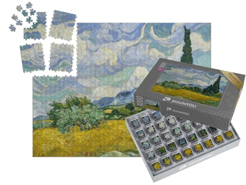puzzleYOU: SMART Sorted® | Puzzle 1000 Teile leicht gemacht „Vincent Van Gogh - EIN Weizenfeld mit Zypressen“ von puzzleYOU