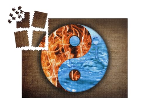 puzzleYOU: SMART Sorted® | Puzzle 1000 Teile leicht gemacht „Wasser und Feuer. Yin und Yang Symbol der Harmonie“ von puzzleYOU