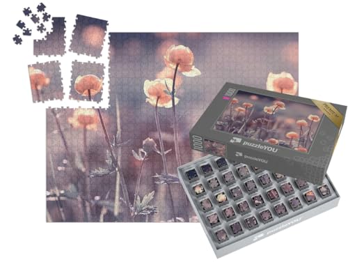 puzzleYOU: SMART Sorted® | Puzzle 1000 Teile leicht gemacht „Wunderschöne zarte Blüten im frühen Sonnenaufgang“ – aus der Puzzle-Kollektion Flora, Blumen, Pflanzen, Blumenwiesen, Blumen & Pflanzen von puzzleYOU