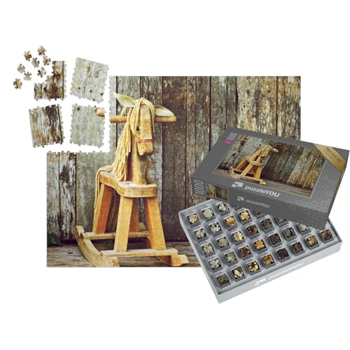 puzzleYOU: SMART Sorted® | Puzzle 1000 Teile leicht gemacht „Wunderschönes kleines Holz-Schaukelpferd“ – aus der Puzzle-Kollektion Nostalgie von puzzleYOU