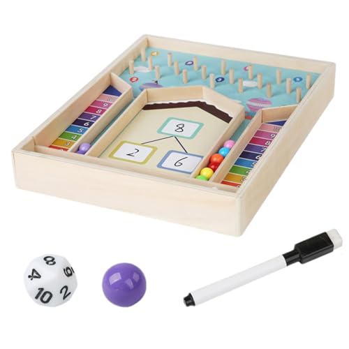 puzzlegam Zahlen-Labyrinth-Spielzeug mit Marmor, Holz-Mathe-Spielzeug, Multiplikations-Additionsbrett, buntes -Mathe-Spielzeug, frühes Entwicklungsspielzeug, Vorschul-Lernspielzeug von puzzlegame
