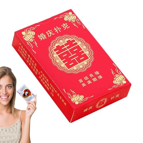 puzzlegame Spielkarten, Hochzeitsgeschenke, Hochzeitsspielkartendeck | Hochzeits-Thema-Rotkarten-Spieldeck - Einzigartige Pokerkarten, chinesische Hochzeitsgeschenke, Hochzeitsspielkarten für die von puzzlegame