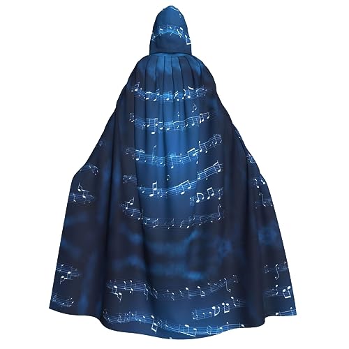 pvinnk Blauer Umhang mit Musiknoten im Gothic-Renaissance-Design, für Halloween, Cosplay, Hexe, Mittelalter-Motto-Partys von pvinnk