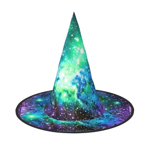 pvinnk Grün Blau Lila Galaxie-Druck über lebendigem Karneval Halloween Hut Erwachsene Kostüm Zubehör für Mottopartys von pvinnk