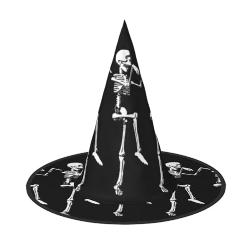 pvinnk Halloween Posable Skelett Schädel Druck über Lebendigen Karneval Halloween Hut Erwachsene Kostüm Zubehör für Mottopartys von pvinnk