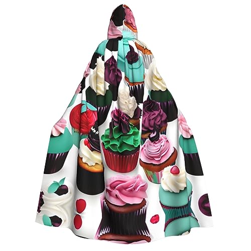 pvinnk Köstlicher Cupcake-Druck, Karnevals-Dekorationen, Stil, Kapuzenumhang für Kostümpartys, Cosplay, Hexenkostüme pvinnk Köstlicher Cupcake-Druck, Karnevals-Dekorationen, Stil, Kapuzenumhang für Kostümpartys, Cosplay, Hexenkostüme von pvinnk