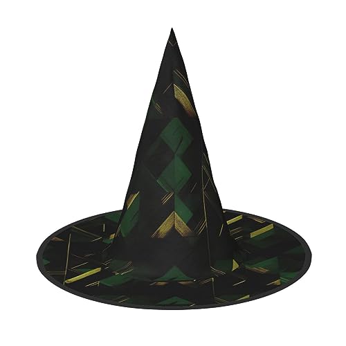 pvinnk Schwarz-grün-goldener geometrischer Druck über lebendigem Karnevals-Halloween-Hut für Erwachsene, Kostümzubehör für Mottopartys pvinnk Schwarz-grün-goldener geometrischer Druck über lebendigem Karnevals-Halloween-Hut für Erwachsene, Kostümzubehör für Mottopartys von pvinnk