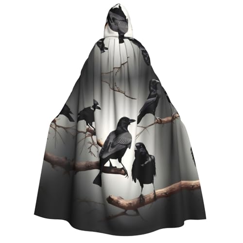 pvinnk Schwarze Krähenvögel auf einem Ast, bedruckt, Karnevals-Dekorationen, Stil, Kapuzenumhang für Kostümpartys, Cosplay, Hexenkostüme pvinnk Schwarze Krähenvögel auf einem Ast, bedruckt, Karnevals-Dekorationen, Stil, Kapuzenumhang für Kostümpartys, Cosplay, Hexenkostüme von pvinnk
