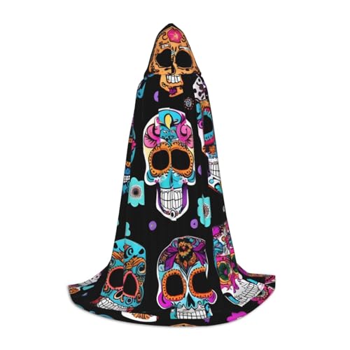 pvinnk Warmer Kapuzenumhang mit Zuckerschädel für Halloween, für Männer und Frauen, für Karneval, Cosplay, Hexenkostüme von pvinnk