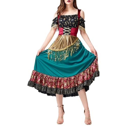 pvucpot Damen Zigeunerin Hellseherin Kostüm Wahrsagerin Halloween Kostüm Medieval Renaissance Kleid mit Kopftuch for Cosplay Party Karneval Mottoparty Halloween Kostüm Dame Lässige pvucpot Damen Zigeunerin Hellseherin Kostüm Wahrsagerin Halloween Kostüm Medieval Renaissance Kleid mit Kopftuch for Cosplay Party Karneval Mottoparty Halloween Kostüm Dame Lässige von pvucpot