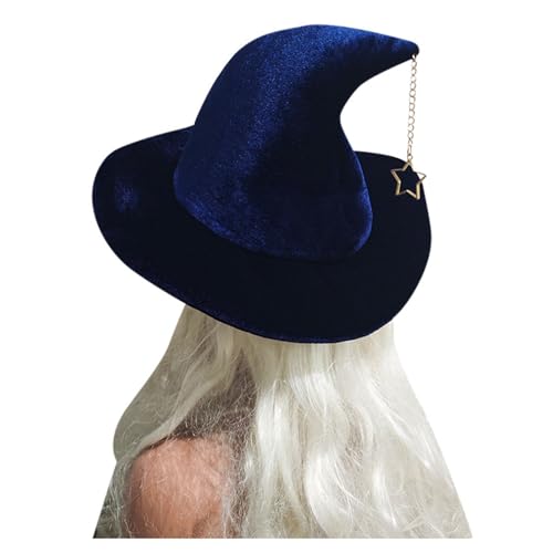 pvucpot Hexenhut Damen, Schwarz Hexe Halloween Hüte mit Stern Anhänger, Zaubererhut für Kinder Erwachsene, Halloween Hüte Kostüm Zubehör Accessoires für Karneval Fasching Mottoparty Cosplay Lässige von pvucpot