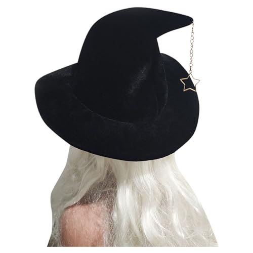 pvucpot Hexenhut Damen, Schwarz Hexe Halloween Hüte mit Stern Anhänger, Zaubererhut für Kinder Erwachsene, Halloween Hüte Kostüm Zubehör Accessoires für Karneval Fasching Mottoparty Cosplay Lässige pvucpot Hexenhut Damen, Schwarz Hexe Halloween Hüte mit Stern Anhänger, Zaubererhut für Kinder Erwachsene, Halloween Hüte Kostüm Zubehör Accessoires für Karneval Fasching Mottoparty Cosplay Lässige von pvucpot