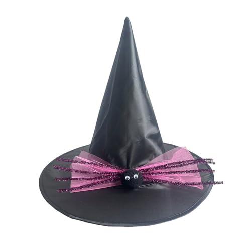 pvucpot Hexenhut Halloween, Schwarze Hexenhut,Hexen Kostüm Zubehör, Karnevalshut, Reite Krempe Spitzhut für Mädchen Karneval Cosplay Party Halloween Cosplay Kopfschmuck Bogen Größen von pvucpot