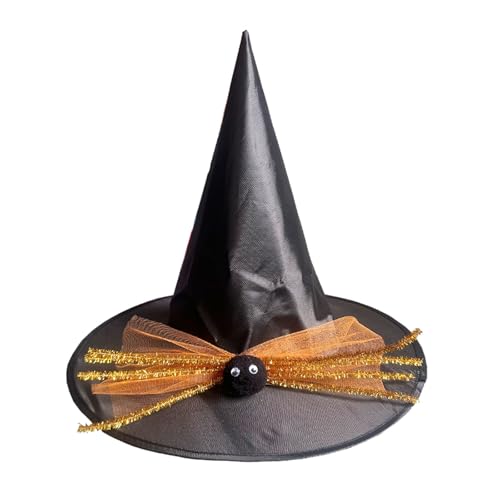 pvucpot Hexenhut Halloween, Schwarze Hexenhut,Hexen Kostüm Zubehör, Karnevalshut, Reite Krempe Spitzhut für Mädchen Karneval Cosplay Party Halloween Cosplay Kopfschmuck Bogen Größen von pvucpot