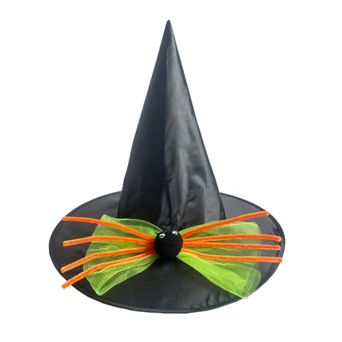 pvucpot Hexenhut Halloween, Schwarze Hexenhut,Hexen Kostüm Zubehör, Karnevalshut, Reite Krempe Spitzhut für Mädchen Karneval Cosplay Party Halloween Cosplay Kopfschmuck Bogen Größen von pvucpot