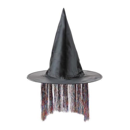 pvucpot Hexenhut Halloween, Schwarze Hexenhut,Hexen Kostüm Zubehör, Karnevalshut, Reite Krempe Spitzhut für Mütze Mädchen Karneval Cosplay Party Halloween Festival Dekorative Requisiten Größen von pvucpot