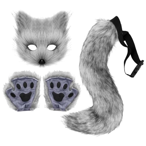 pvucpot Katze Fuchs Cosplay Pelzige Katze Fuchs Maske Therian Handschuhe Und Fuchsschwanz Karneval Halloween Party Cosplay Kostüm Set Für Kinder Erwachsene Maske Gesicht Verkleidung Lässige pvucpot Katze Fuchs Cosplay Pelzige Katze Fuchs Maske Therian Handschuhe Und Fuchsschwanz Karneval Halloween Party Cosplay Kostüm Set Für Kinder Erwachsene Maske Gesicht Verkleidung Lässige von pvucpot