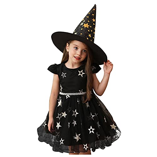 pvucpot Kinder Halloween Kostüm, Kinder tanzen Kinderkostüm Prinzessin Party Halloween Kleid + Hut Festzug Kleid Kleid und Rock Tanzen Kinder Mädchenrock Tüllrock von pvucpot
