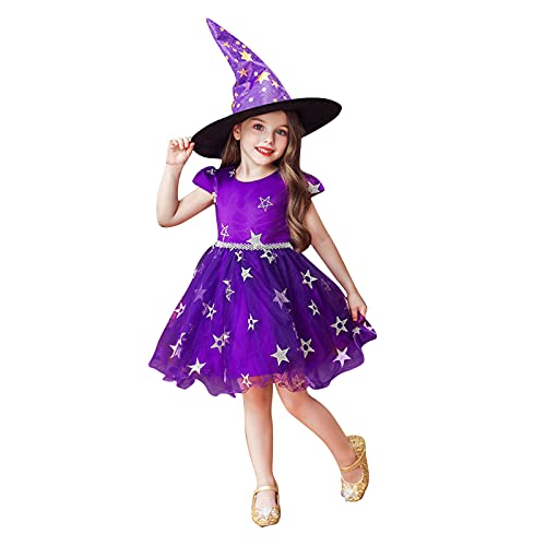 pvucpot Kinder Halloween Kostüm, Kinder tanzen Kinderkostüm Prinzessin Party Halloween Kleid + Hut Festzug Kleid Kleid und Rock Tanzen Kinder Mädchenrock Tüllrock von pvucpot