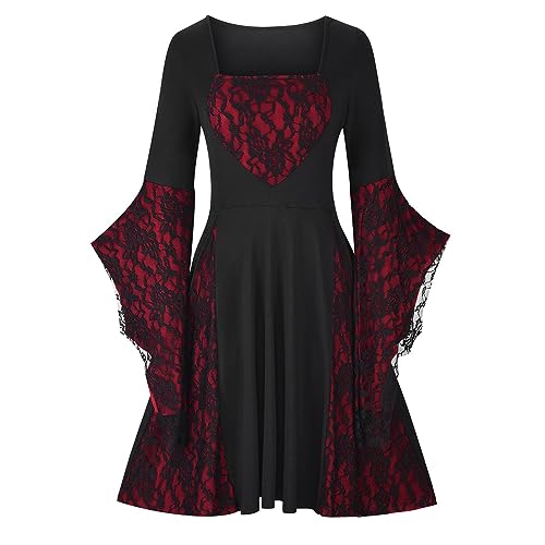 pvucpot Mittelalterliches Renaissance-Kostüm für Damen, Cosplay, viktorianischer Vintage-Stil, Retro-Kleid, langes Kleid Vintage Kostüme von pvucpot