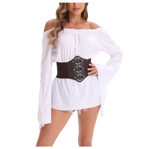 pxjsdwe fasching kostüm damen, Piratenkostüm Damen Kleid mit Gürtel 2 Teiler Swing Off Shoulder Skaterkleid Einfarbiges A-Linien Wickelkleid Patchwork-Kleid Party Karneval Kostüm Faschingskostüme pxjsdwe fasching kostüm damen, Piratenkostüm Damen Kleid mit Gürtel 2 Teiler Swing Off Shoulder Skaterkleid Einfarbiges A-Linien Wickelkleid Patchwork-Kleid Party Karneval Kostüm Faschingskostüme von pxjsdwe
