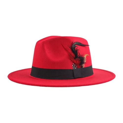 pxjsdwe hut oktoberfest herren, Trachtenhut Herren Damen Oktoberfest Filzhut mit Feder Retro Bayerischer Hut Festlich Mottoparty Trachtenhüte Erwachsene Unisex für Karneval Halloween Rot von pxjsdwe