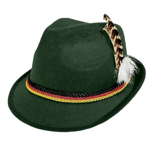 pxjsdwe jägerhut herren, Trachtenhut Herren Damen Oktoberfest Filzhut mit Feder Retro Bayerischer Hut Festlich Mottoparty Trachtenhüte Erwachsene Unisex für Karneval Halloween Grün von pxjsdwe