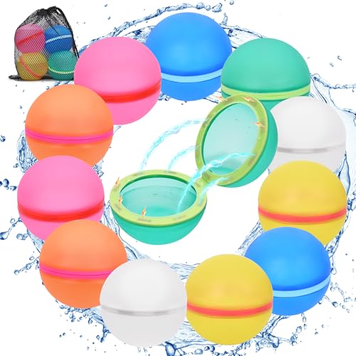 qianduoduo 12 Stück Wasserbomben wiederverwendbar, Wiederverwendbare Wasserbomben,Magnet Selbstschließend Wiederverwendbar Schnell Wiederbefüllbare Silikon Wasserbomben für Kinder, Strand,Poolparty qianduoduo 12 Stück Wasserbomben wiederverwendbar, Wiederverwendbare Wasserbomben,Magnet Selbstschließend Wiederverwendbar Schnell Wiederbefüllbare Silikon Wasserbomben für Kinder, Strand,Poolparty von qianduoduo