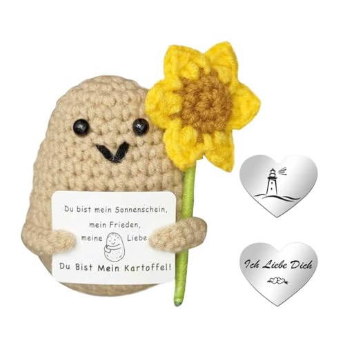 qianduoduo Positive Kartoffel Pocket Hug, Kreative Strickwolle Kartoffel Puppe Kleine Glücksbringer, Jahrestag Geschenk für Sie Ihn, Geschenke für Freundin Partner Geschenke, Valentinstagsgeschenk von qianduoduo