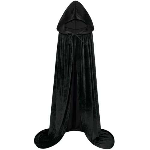 qikqik Kapuzenumhang Samt-Umhang mit Kapuze Hexenumhang Halloween-Kostüme für Erwachsene Cosplay Kostüm Vampirumhang Zauberer Robe, Schwarz, L qikqik Kapuzenumhang Samt-Umhang mit Kapuze Hexenumhang Halloween-Kostüme für Erwachsene Cosplay Kostüm Vampirumhang Zauberer Robe, Schwarz, L von qikqik
