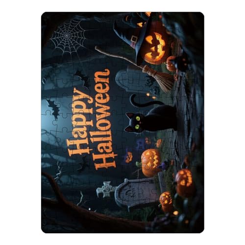 qixeuoa Halloween Puzzles, 130 Teile Puzzles mit Kürbis und Tieren, Spaßiges Spiel Für Familienzeit Mit Groß Und von qixeuoa