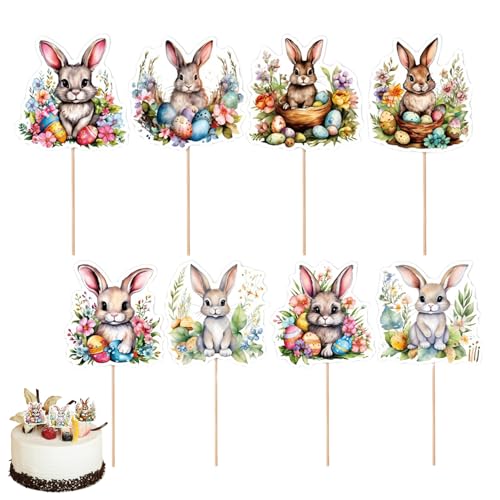 qiyifang -Cupcake-Topper, Osterhasen-Kuchenaufsätze – Happy Easter Hasen, Eier, Kuchendekorationen für Ostern, Geburtstagsparty von qiyifang