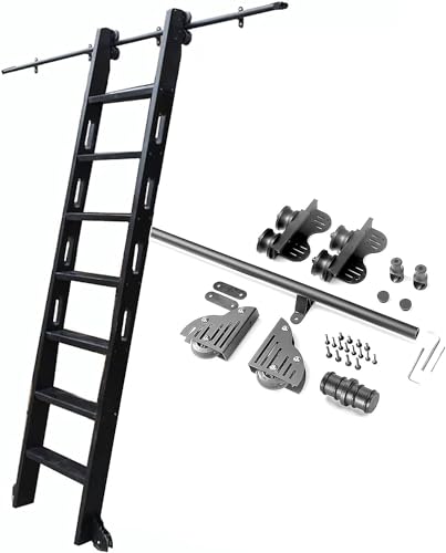 Rollbibliothek Leiter Hardware, 3.3ft-13ft Gleitschienen Track Kit (Keine Leiter), Rundrohr Mobile Leiter Track for Home/Indoor/Loft (Size : 13ft/400cm Track kit) von qloijnv