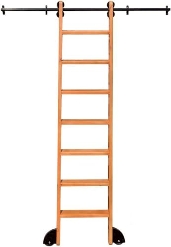 Rolling Library Ladder Hardware Kit 3.3ft-20ft, Sliding Ladder Library Full Set Hardware Rolling Track + Extension Track (No Ladder) with Floor Roller Wheels (Size : 6.6ft/200cm Tr von qloijnv