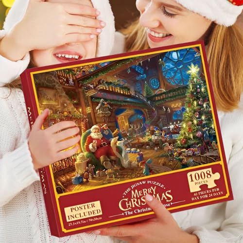 qokeeu 2025 Weihnachts Adventskalender - 24 Puzzle Countdown Kalender für Weihnachten - Lustiges Interaktives Spielzeug für Saisonale Reisen Klassenraum von qokeeu