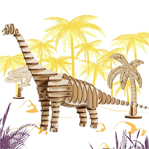 qollorette 3D Holzpuzzle Bastelset, Knobelspiele Für Kinder, Teenager, Erwachsene Holzpuzzle Dinosaurier Baukasten, 3D Puzzle Dino Spielzeug - Puzzle Zimmer Deko von qollorette