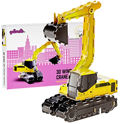 qollorette Aufziehspielzeug 3D Puzzle Baustellenfahrzeuge Kinder Bagger Baufahrzeuge Kran Spielzeug Aufziehauto Lernspiele für Kinder Jungen und Mädchen von qollorette