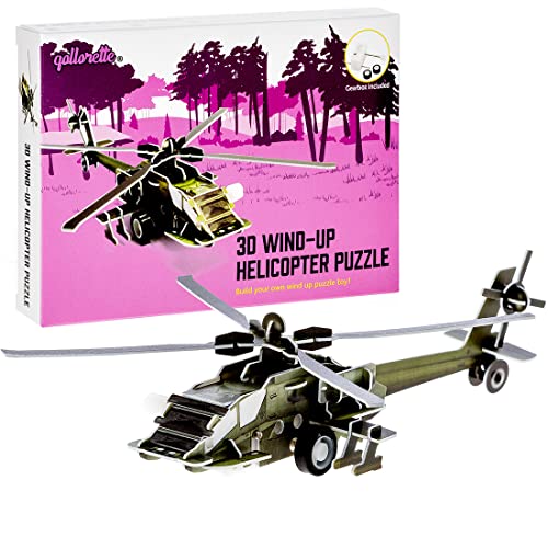 qollorette Aufziehspielzeug 3D Puzzle Kinder Helikopter Militär Spielzeug Modellbau Armee Hubschrauber Modell Aufziehauto Lernspiele für Kinder Jungen und Mädchen von qollorette