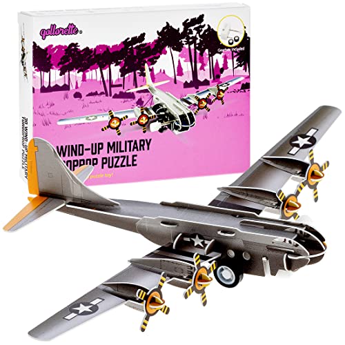 qollorette Aufziehspielzeug 3D Puzzle Kinder Militär Spielzeug Modellbau Armee Turboprop-Flugzeug Modell Aufziehauto Lernspiele für Kinder Jungen und Mädchen von qollorette