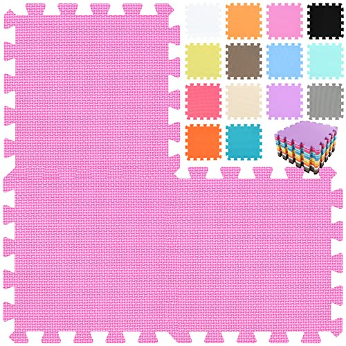 qqpp® 25 Puzzle Eva Schaumstoff Puzzlematte Puzzleteppich Kinder - Krabbelmatte Spielmatte Baby Schadstofffrei Sport rutschfest Bodenschutzmatte Fitness Matte. Pink. QQC-Cb25N von qqpp