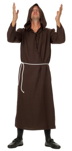 Mönch Robe, Prister Gewand Kostüm ideal für Mottoparty, Halloween, Karneval und Fasching, Braun, Gr.S/M (34,36,38) von r-dessous