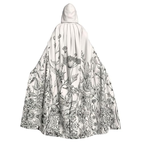 Blumenkräuter, botanische Gravur, Gothic-Stil, Karneval, Umhang, dunkler Fantasieumhang für Maskerade und Cosplay-Events von rannsut