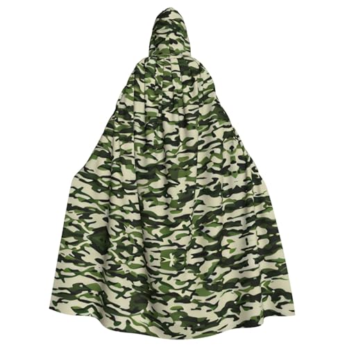 Camouflage-Umhang mit grünem Druck, Gothic-Karneval, Fantasy-Umhang für Maskerade und Cosplay-Events von rannsut